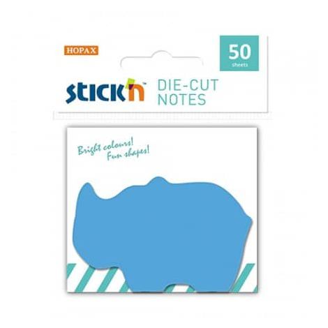 Notes samoprzylepny Stick'n Nosorożec niebieski neon 70x70mm, 50szt